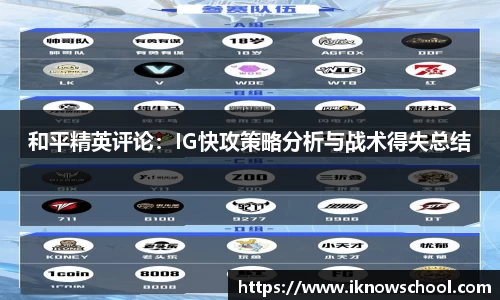 和平精英评论：IG快攻策略分析与战术得失总结